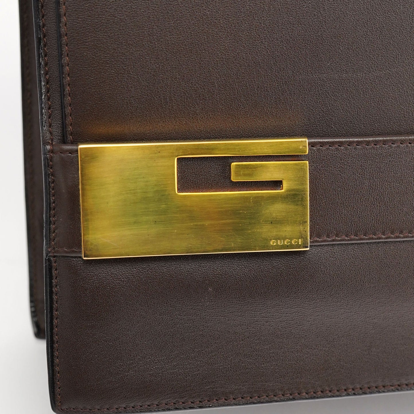 Brown Leather Square G Flap Shoulder Bag