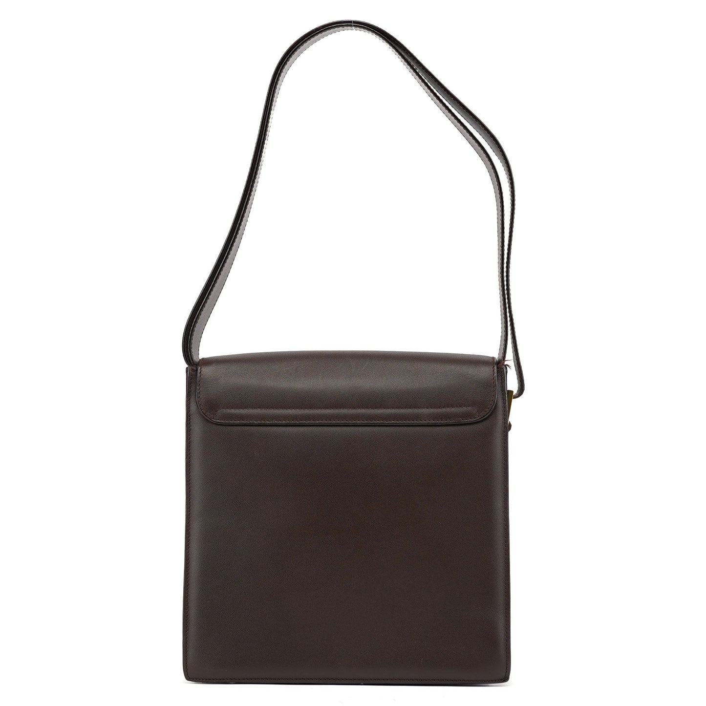 Brown Leather Square G Flap Shoulder Bag