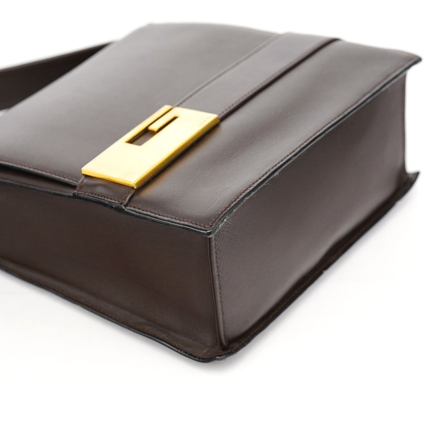 Brown Leather Square G Flap Shoulder Bag