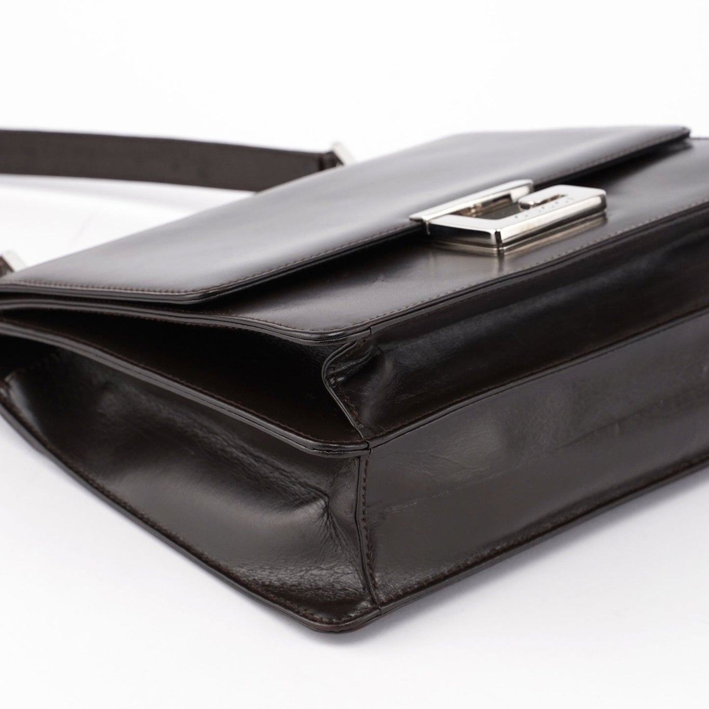 Brown Leather Square G Shoulder Bag