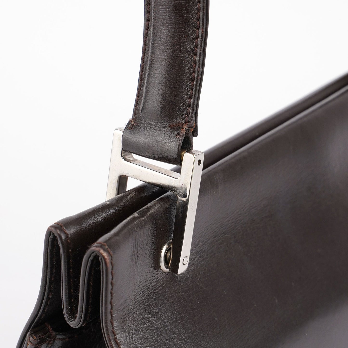 Brown Leather Square G Shoulder Bag