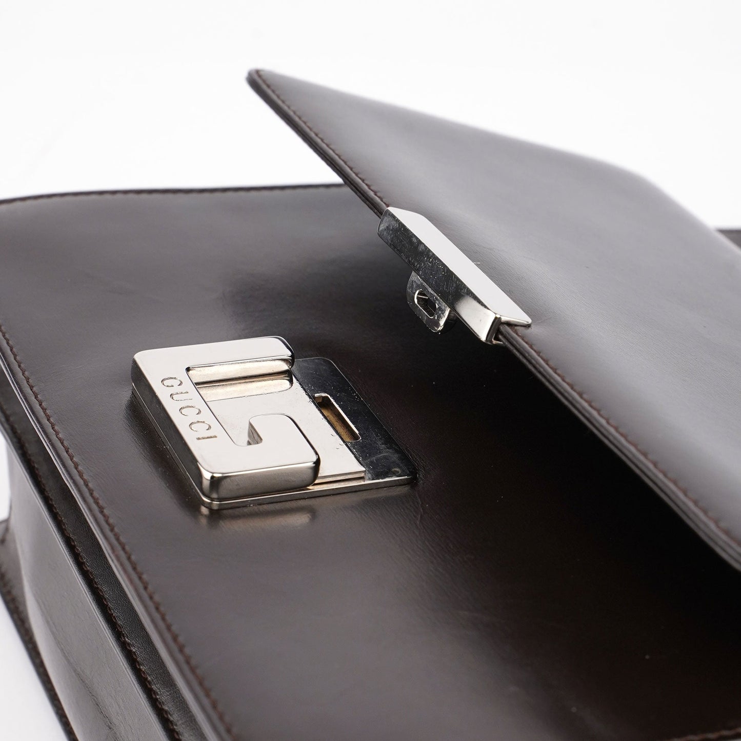 Brown Leather Square G Shoulder Bag