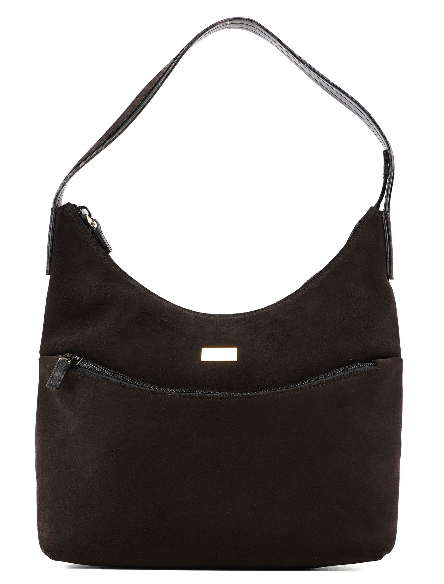 Brown Suede Hobo Shoulder Bag