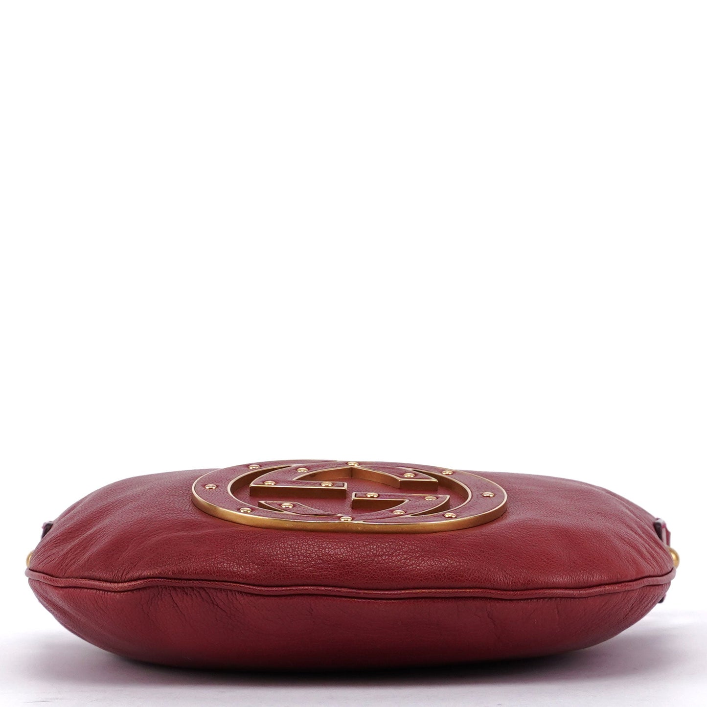 Burgundy Leather Stud GG Shoulder Bag