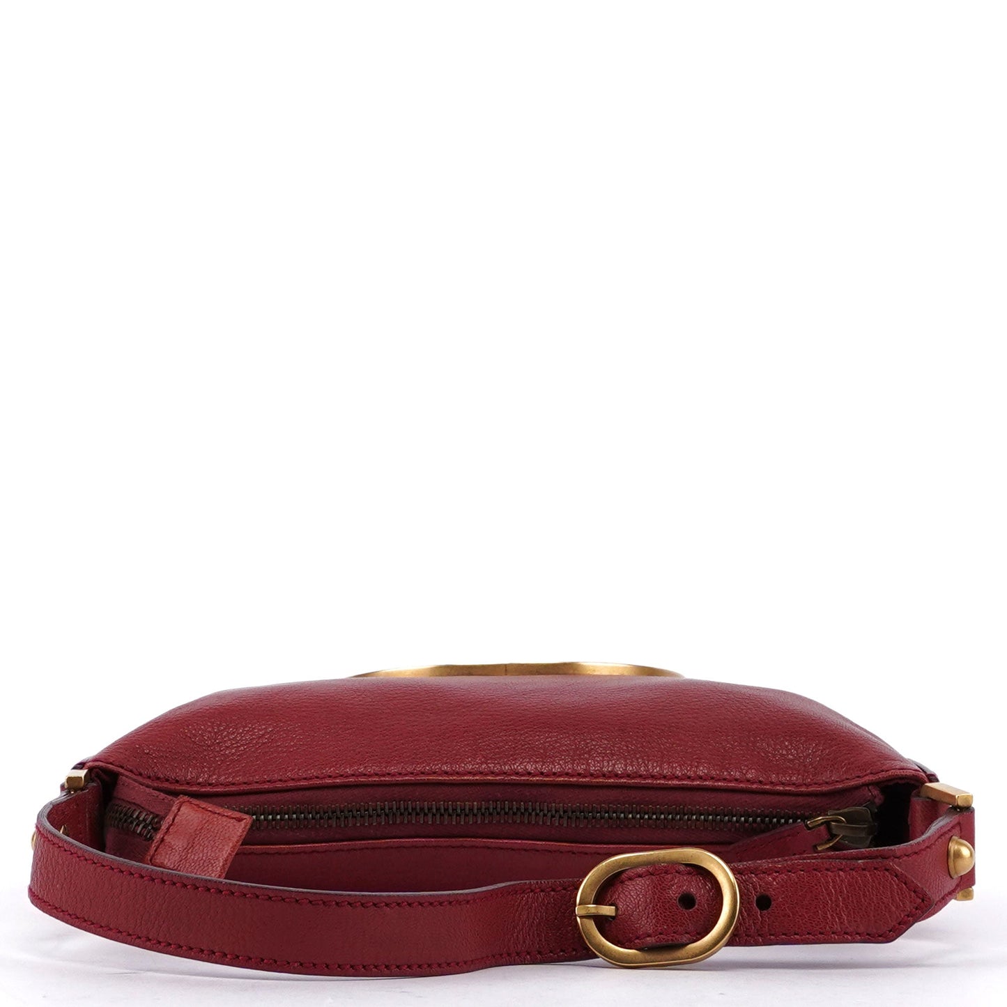 Burgundy Leather Stud GG Shoulder Bag