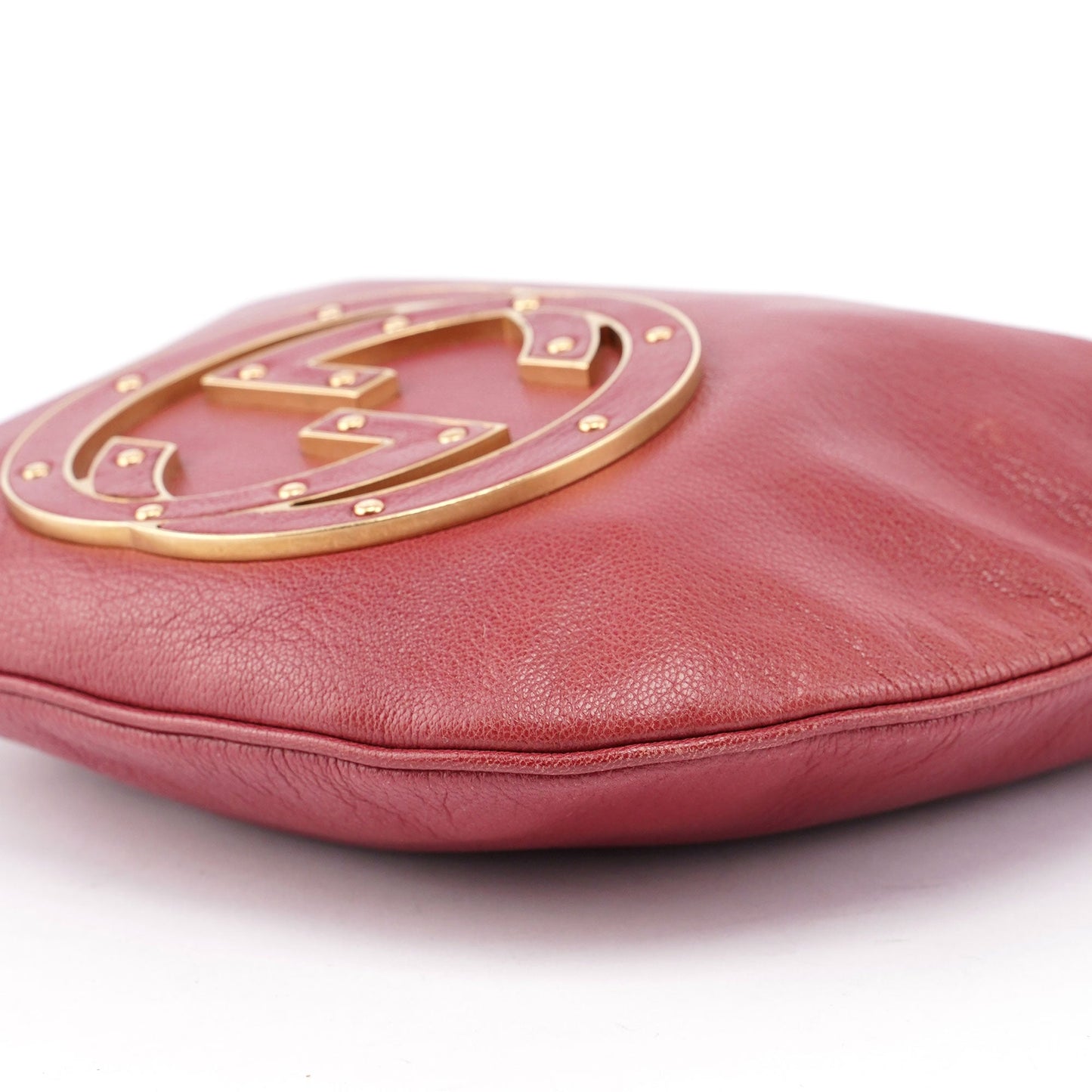 Burgundy Leather Stud GG Shoulder Bag