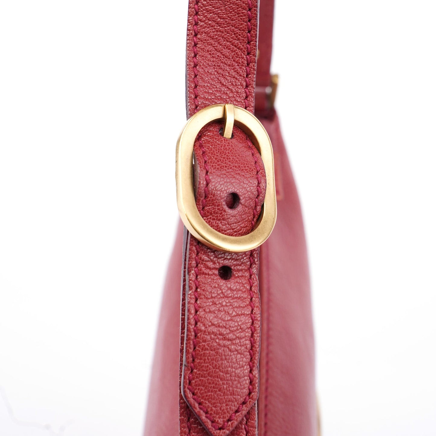 Burgundy Leather Stud GG Shoulder Bag