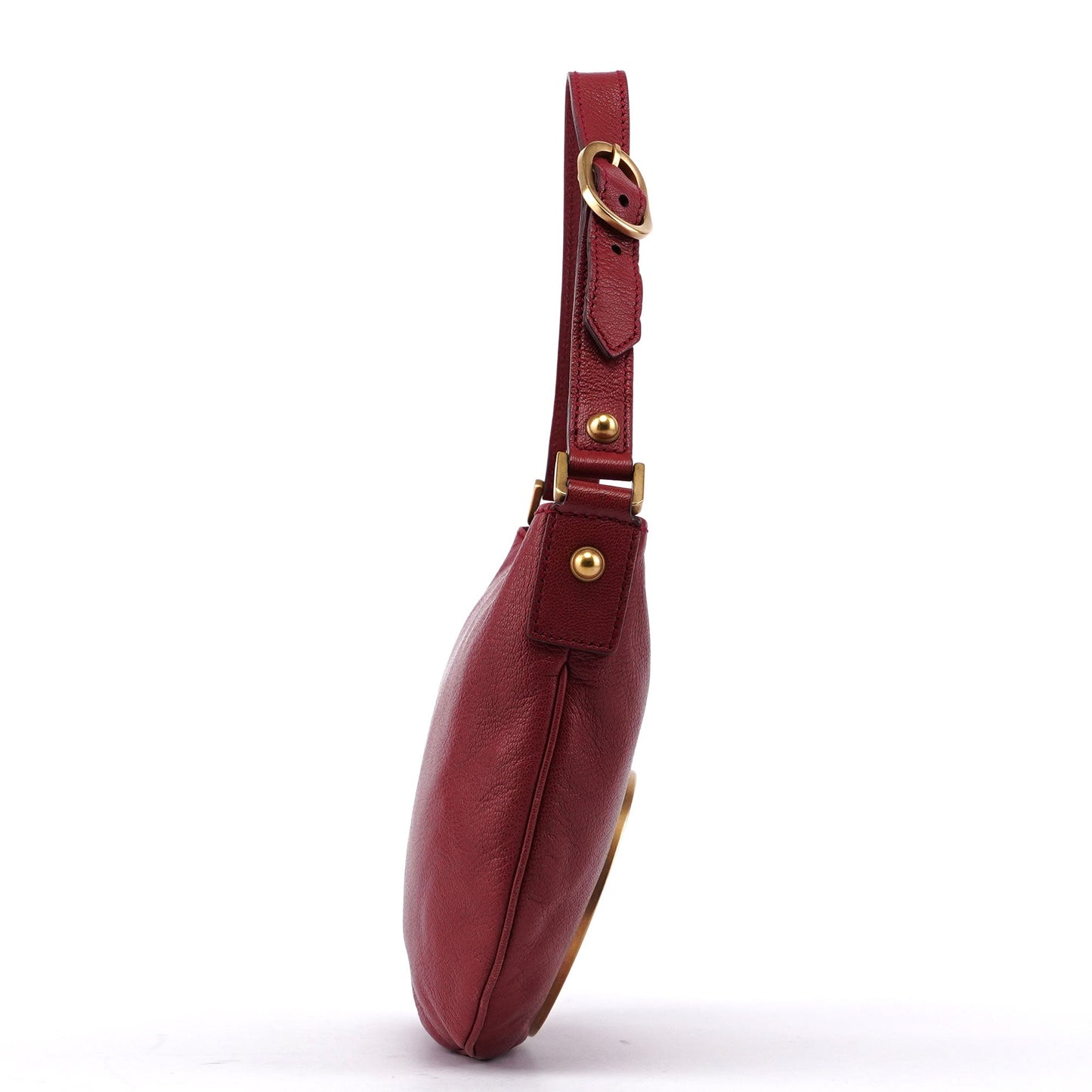 Burgundy Leather Stud GG Shoulder Bag