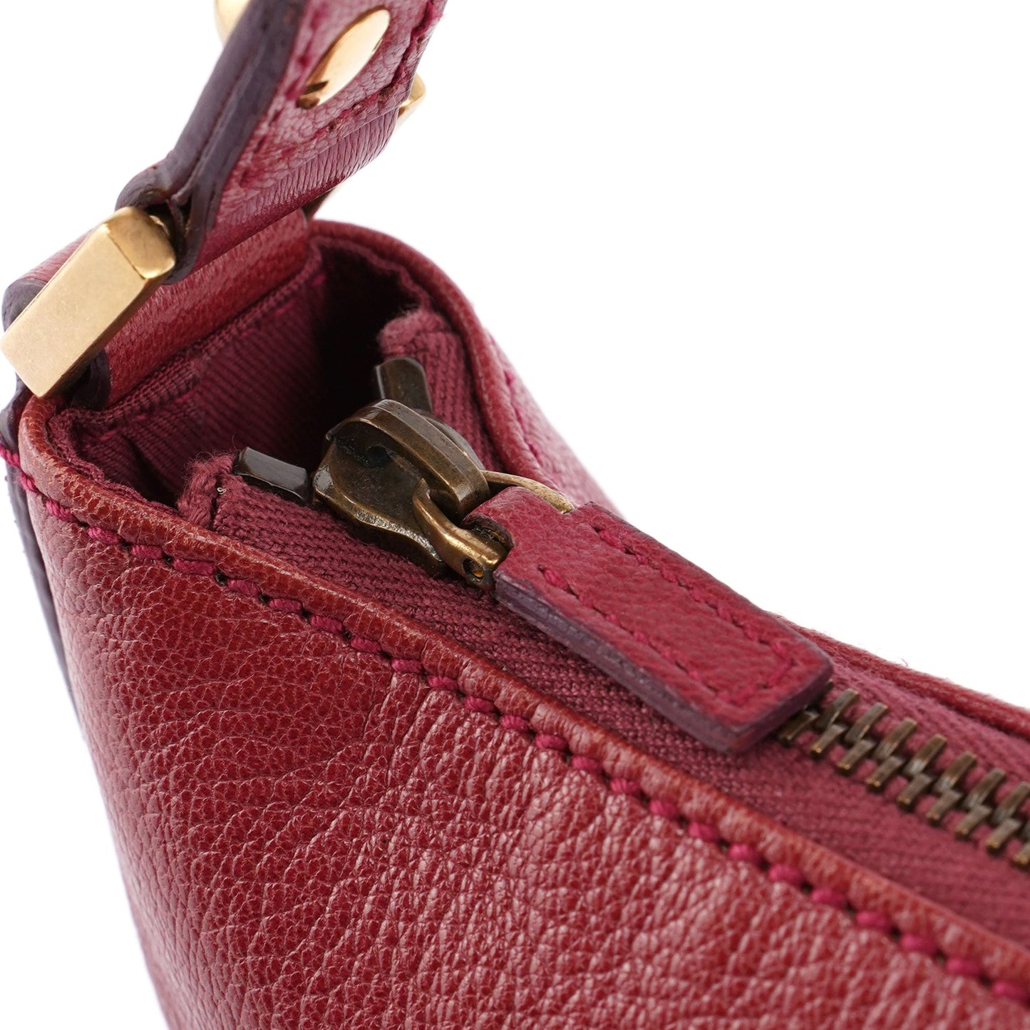 Burgundy Leather Stud GG Shoulder Bag