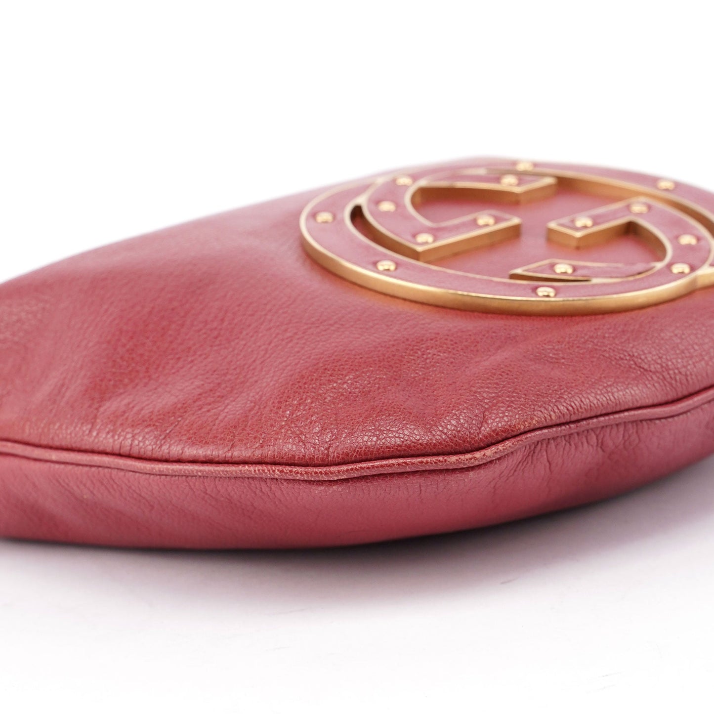 Burgundy Leather Stud GG Shoulder Bag