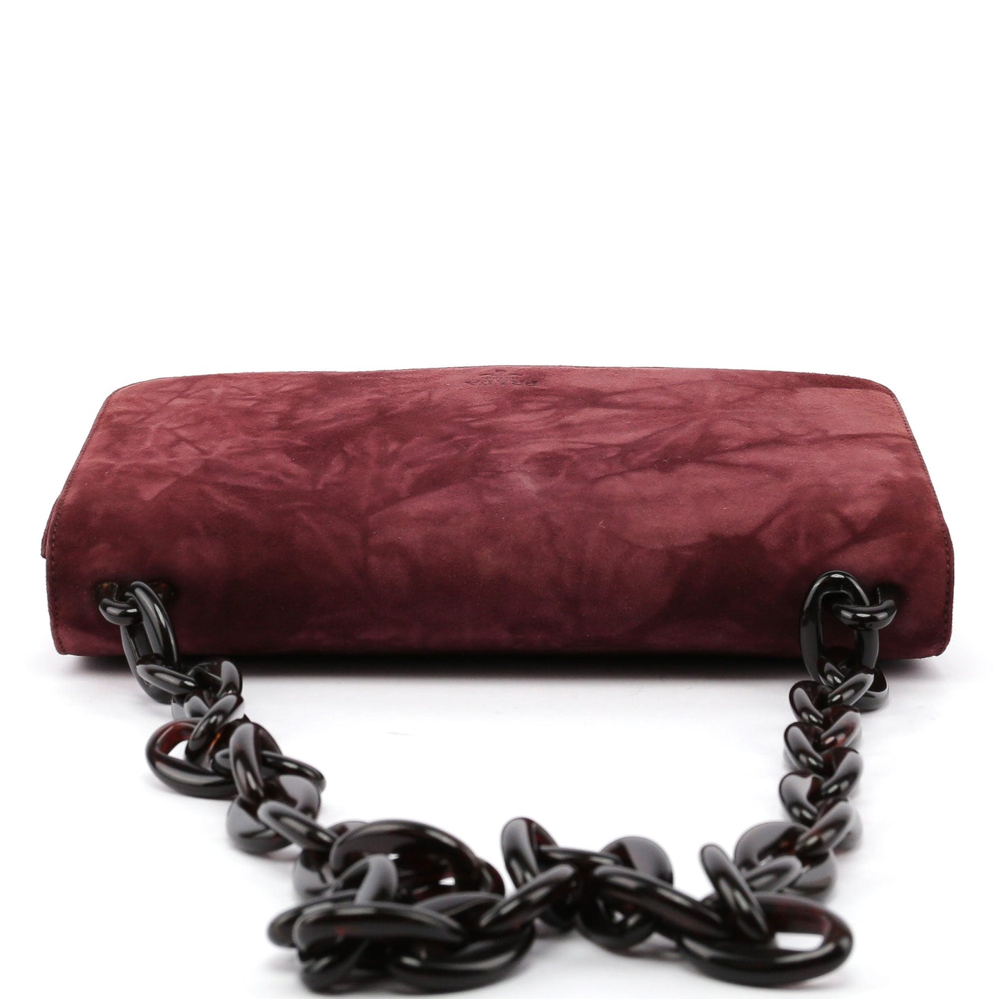 Burgundy Suede Chain Shoulder Bag