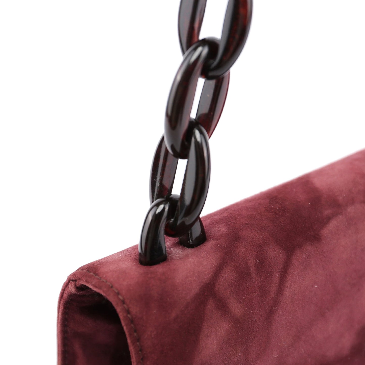 Burgundy Suede Chain Shoulder Bag