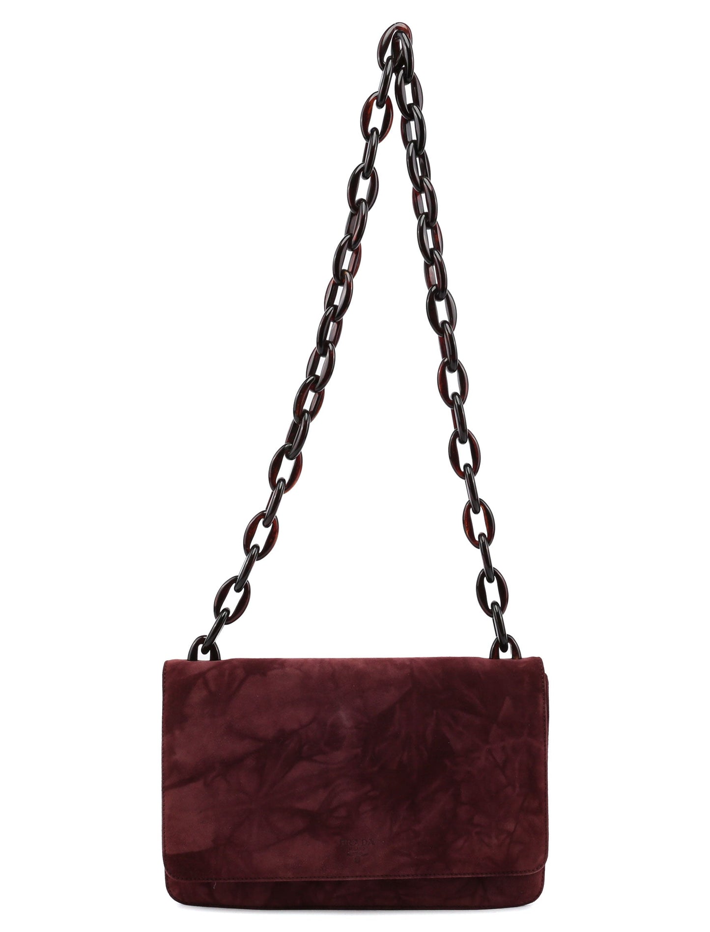 Burgundy Suede Chain Shoulder Bag