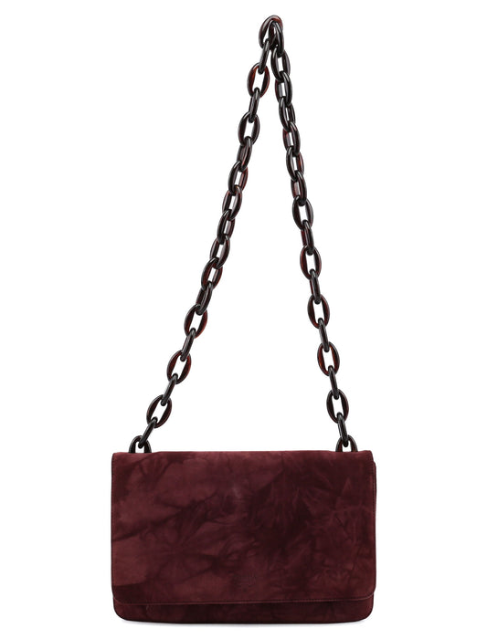 Burgundy Suede Chain Shoulder Bag