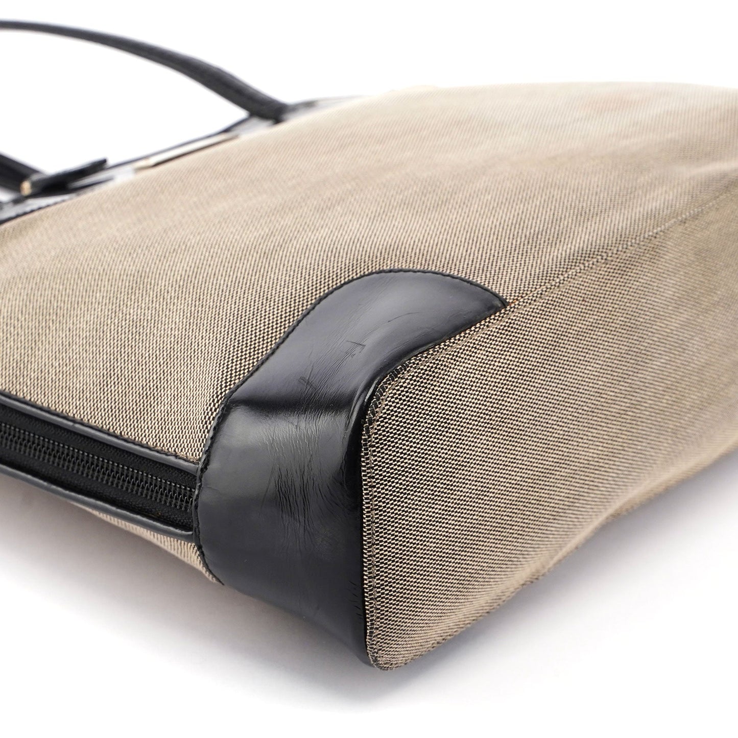 Gucci Beige Canvas Black Spazz Trim Tote