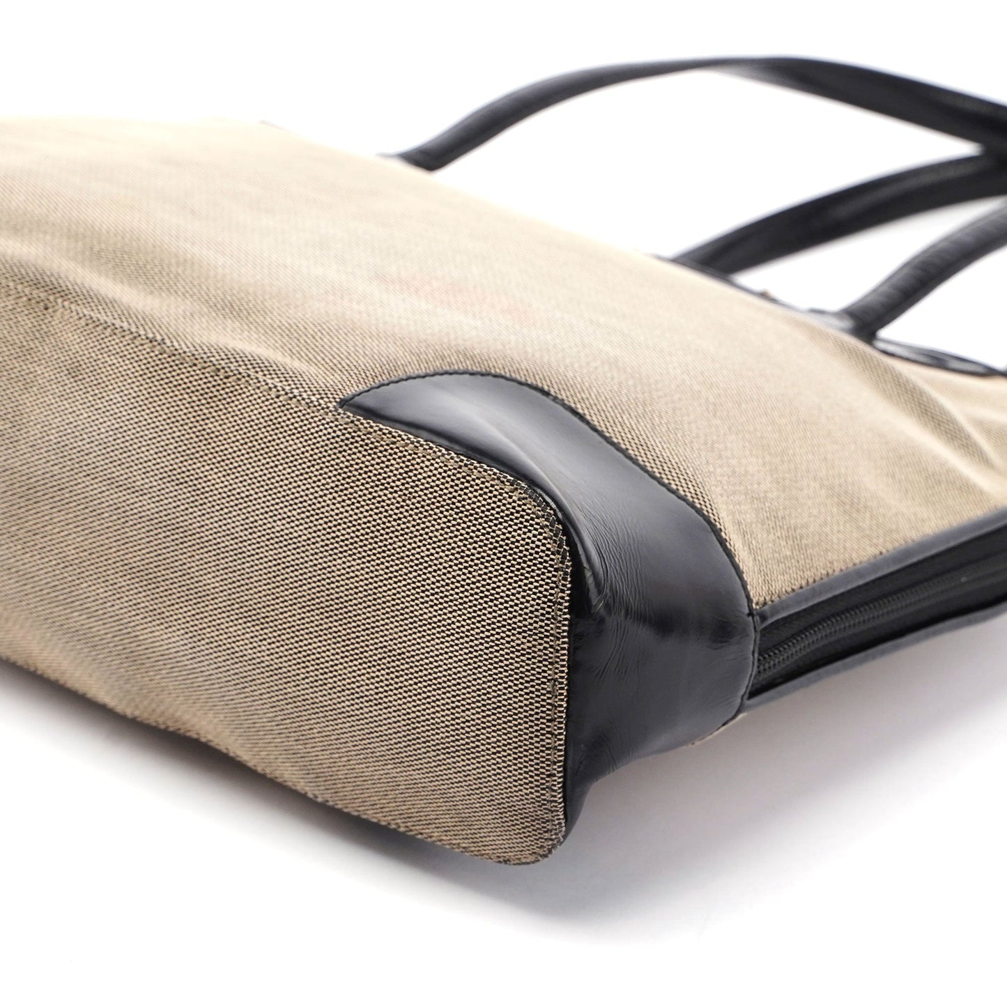 Gucci Beige Canvas Black Spazz Trim Tote