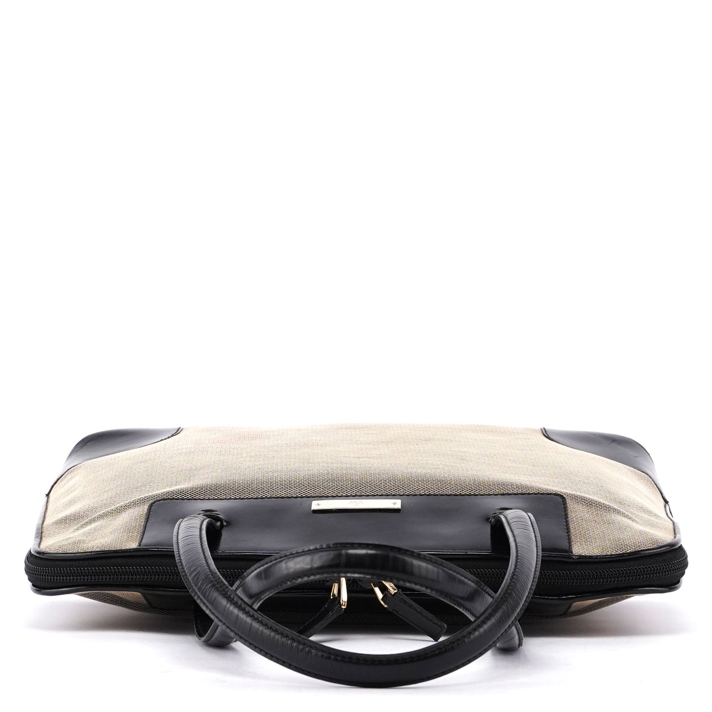 Gucci Beige Canvas Black Spazz Trim Tote