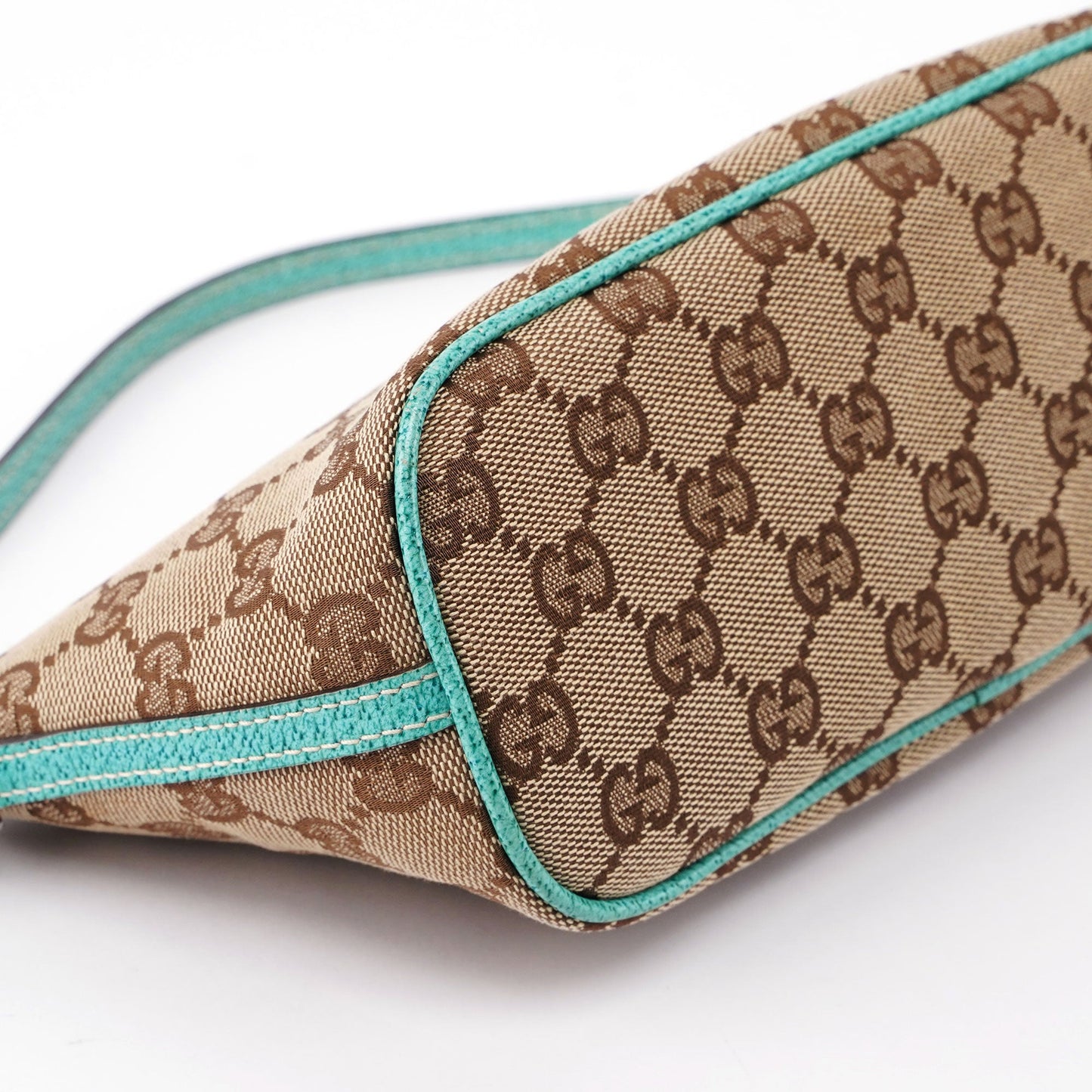 Gucci Beige Turquoise Boat Pochette DARK