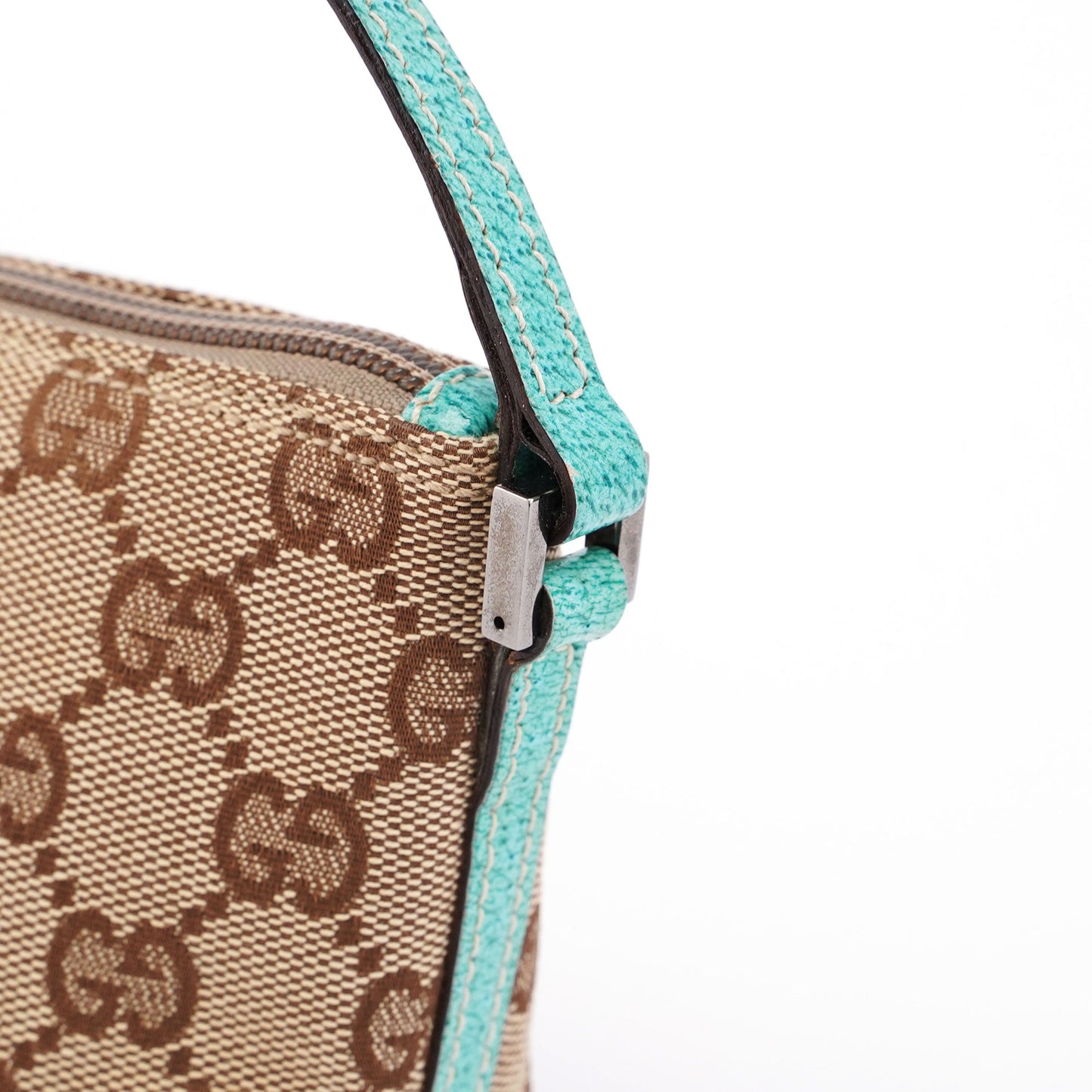 Gucci Beige Turquoise Boat Pochette DARK