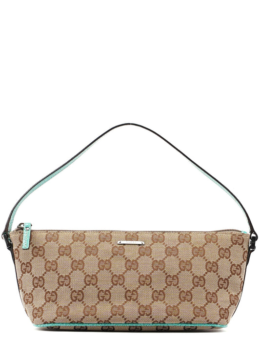 Gucci Beige Turquoise Boat Pochette DARK