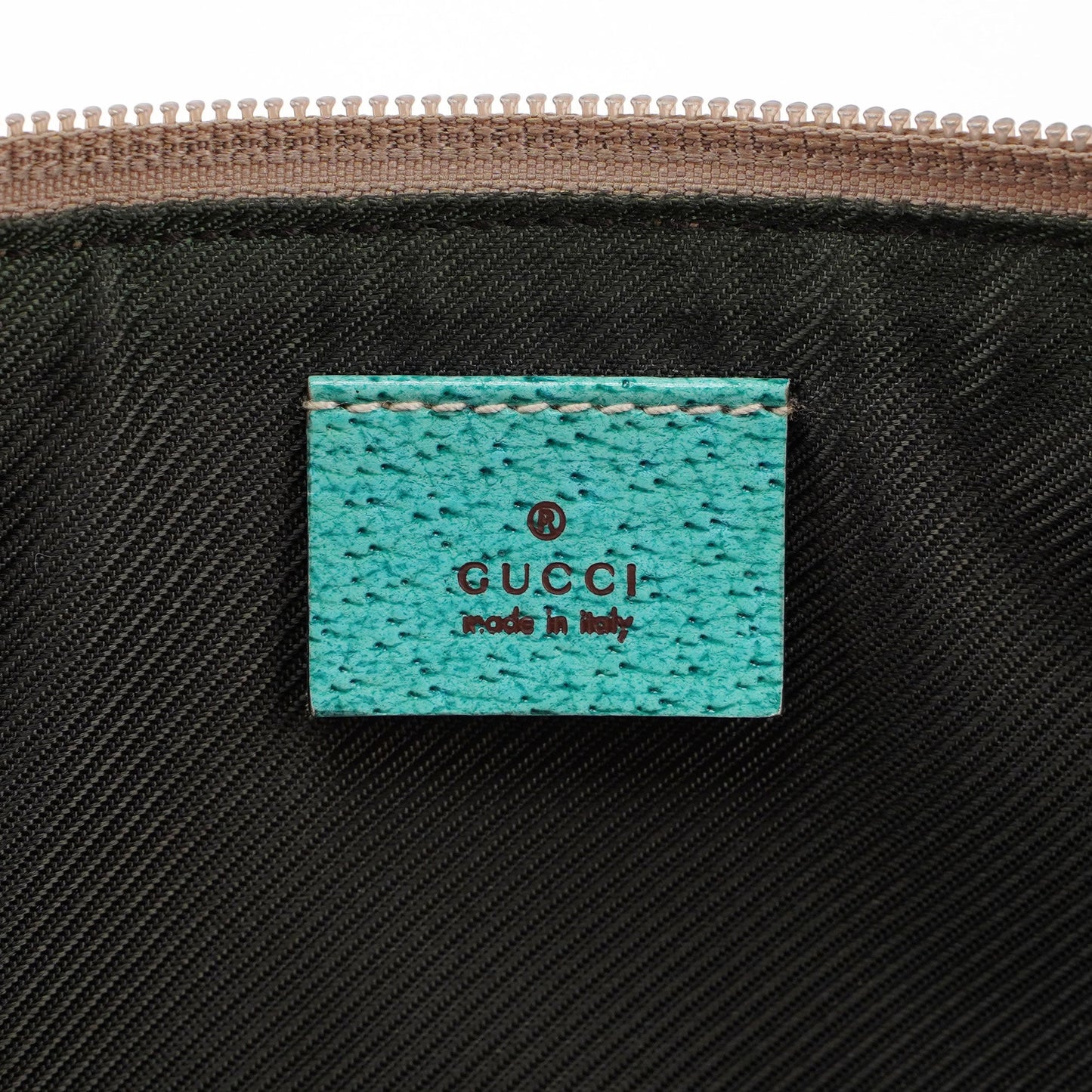 Gucci Beige Turquoise Boat Pochette DARK