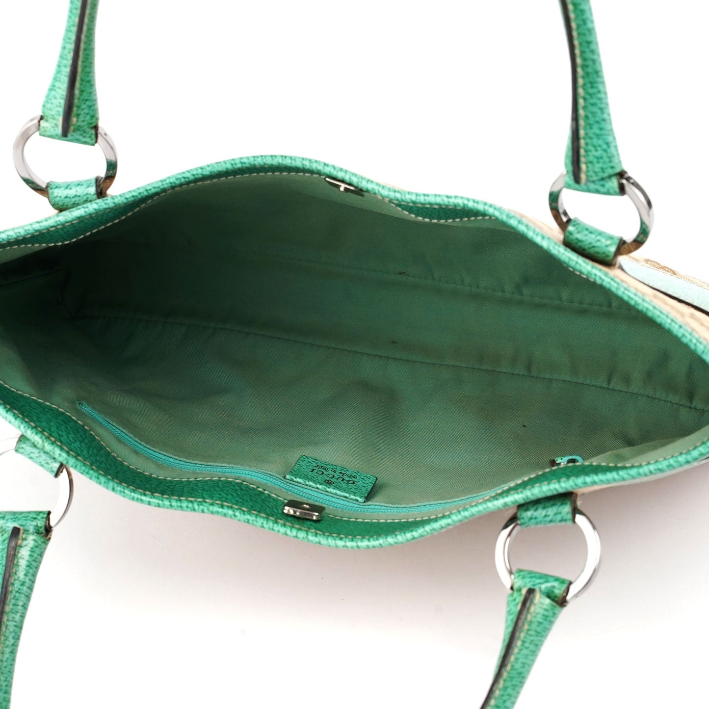 Gucci Beige Turquoise GG Tote Bag