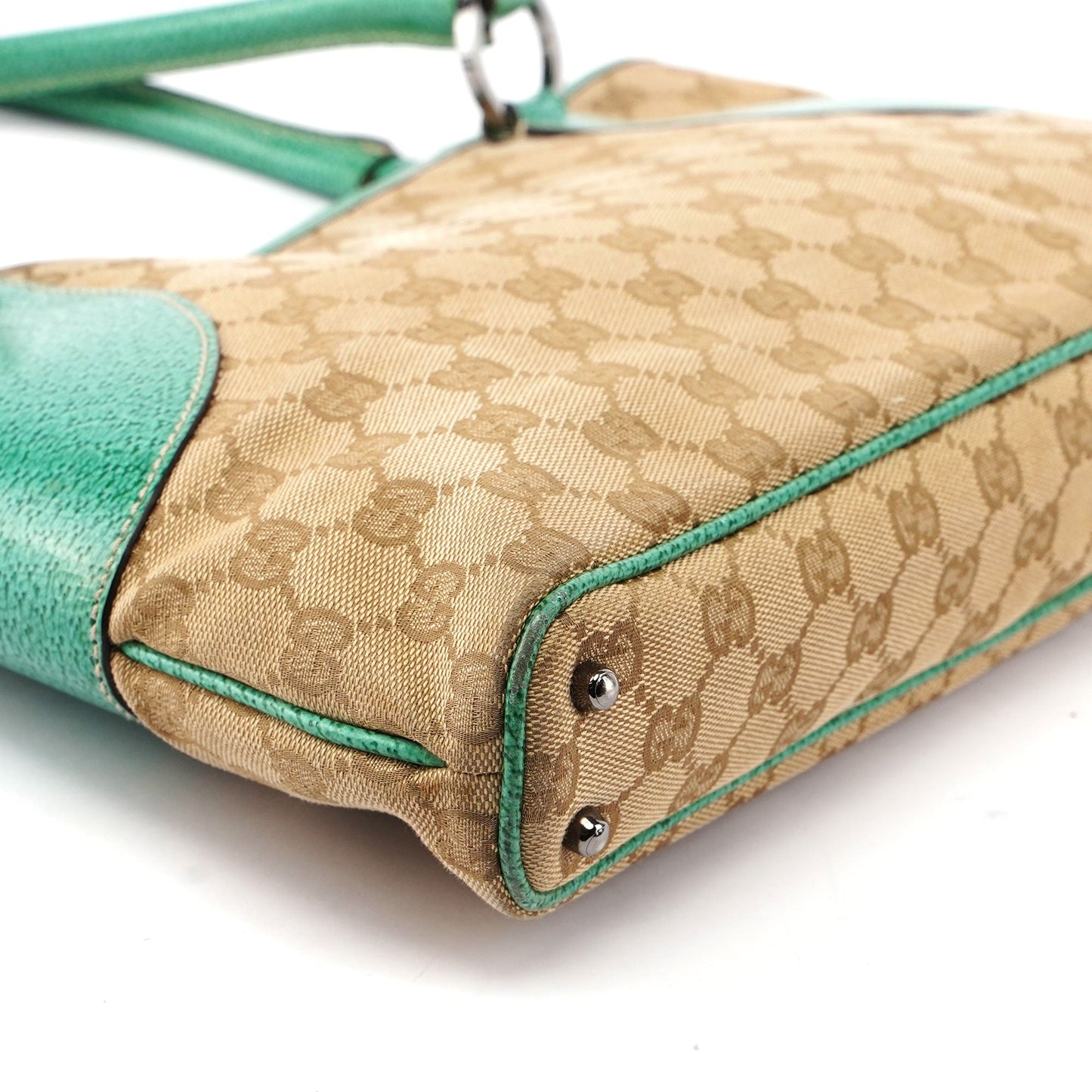 Gucci Beige Turquoise GG Tote Bag