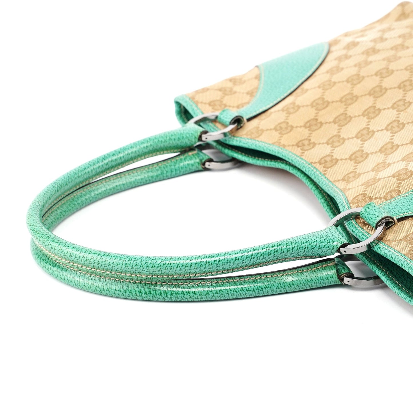 Gucci Beige Turquoise GG Tote Bag