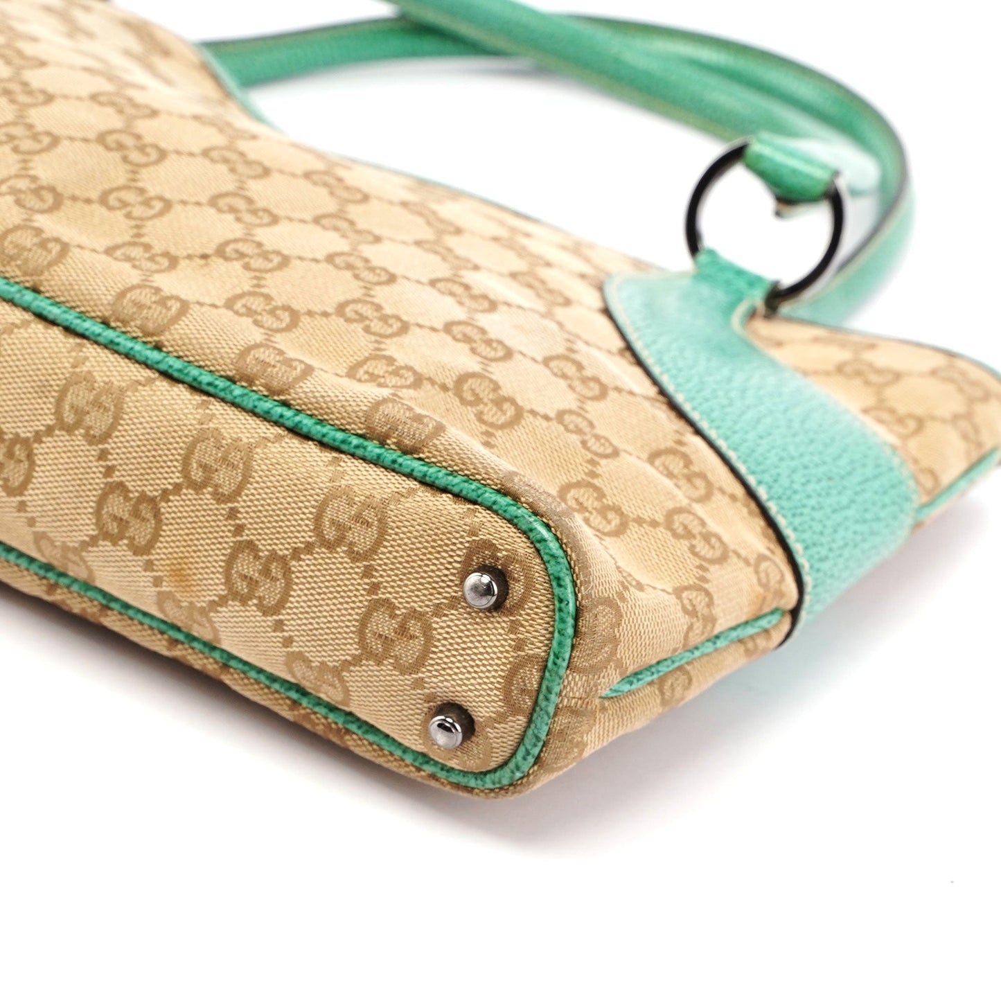 Gucci Beige Turquoise GG Tote Bag