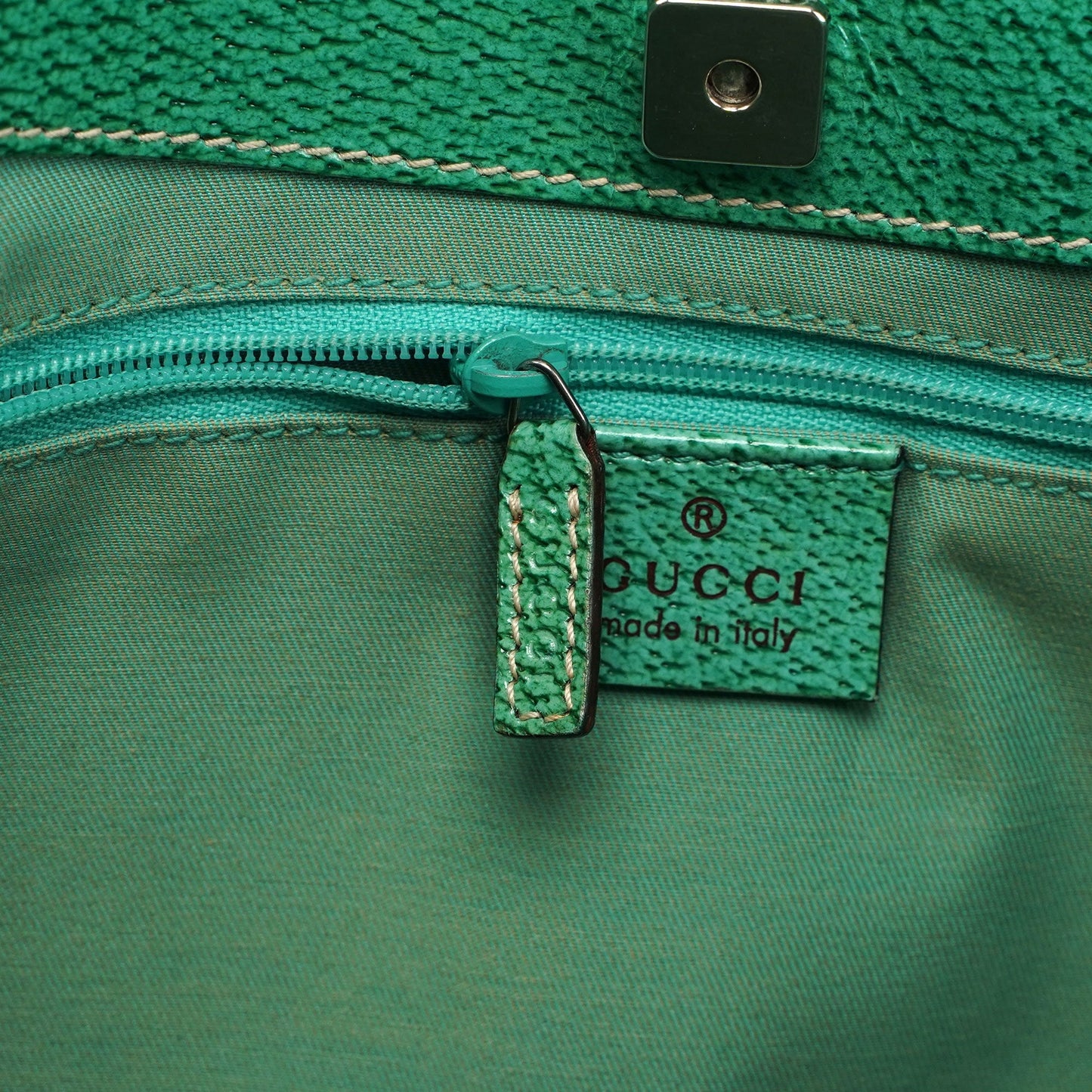 Gucci Beige Turquoise GG Tote Bag