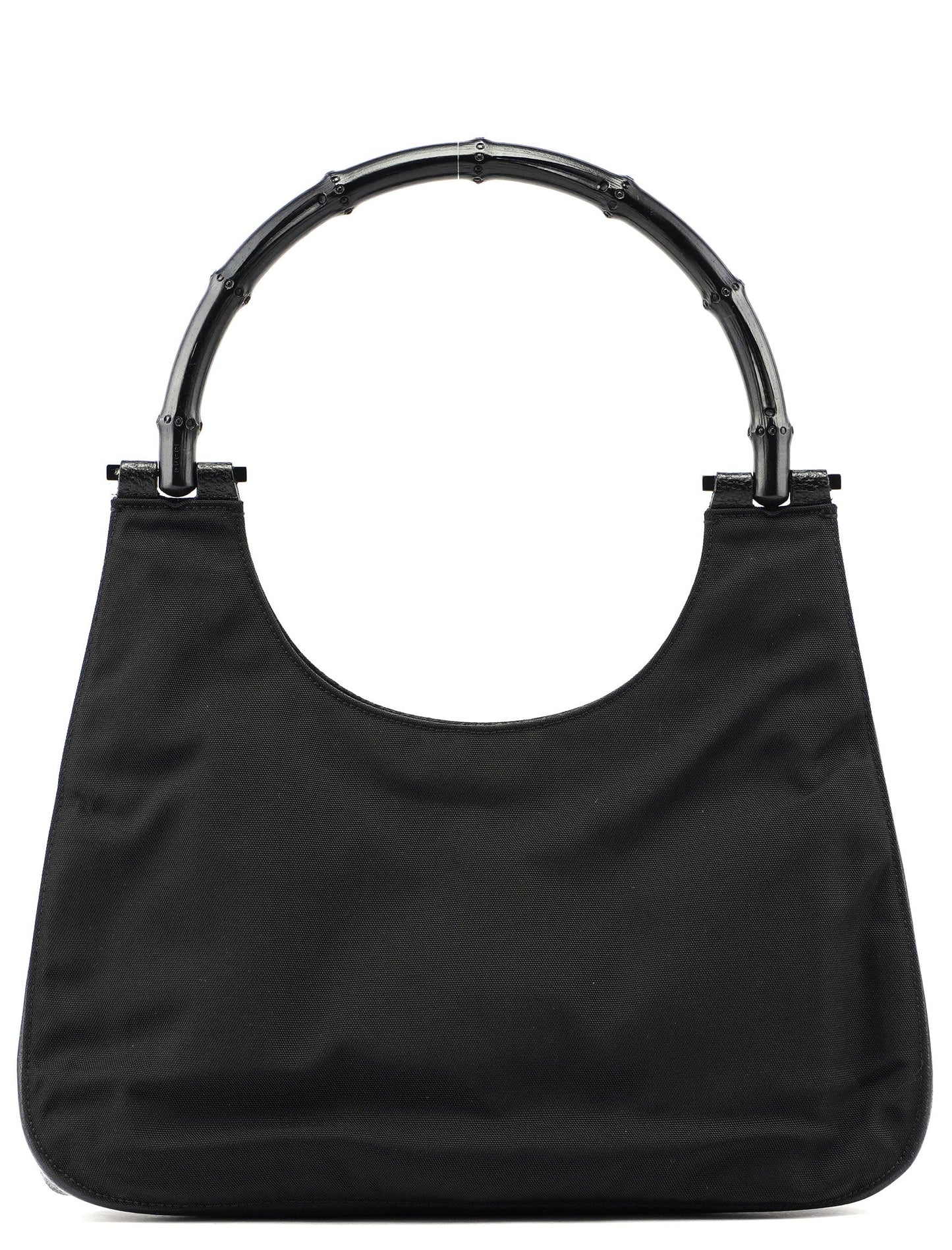 Gucci Black Canvas Bamboo Shoulder Bag