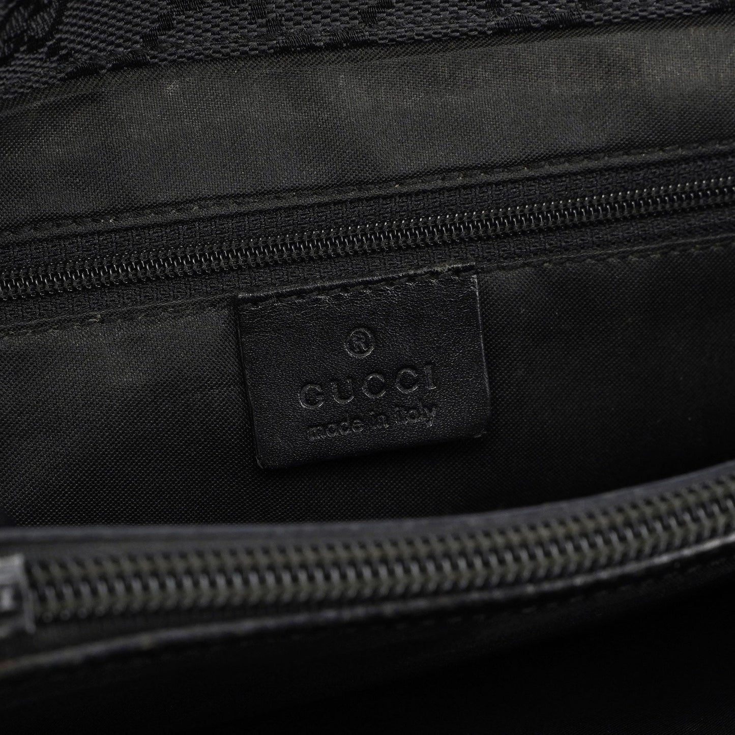 Gucci Black Canvas GG Bamboo Tote