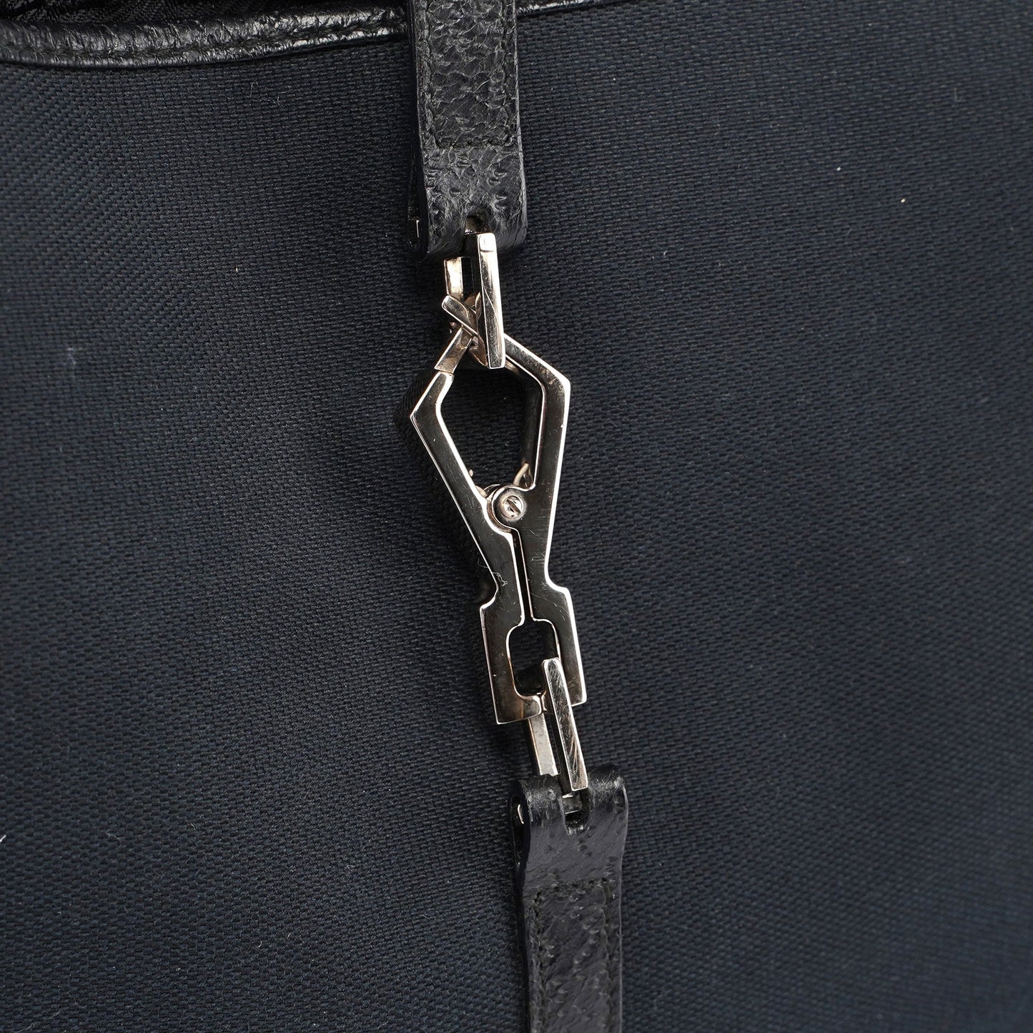 Gucci Black Canvas Jackie Bamboo Shoulder Bag