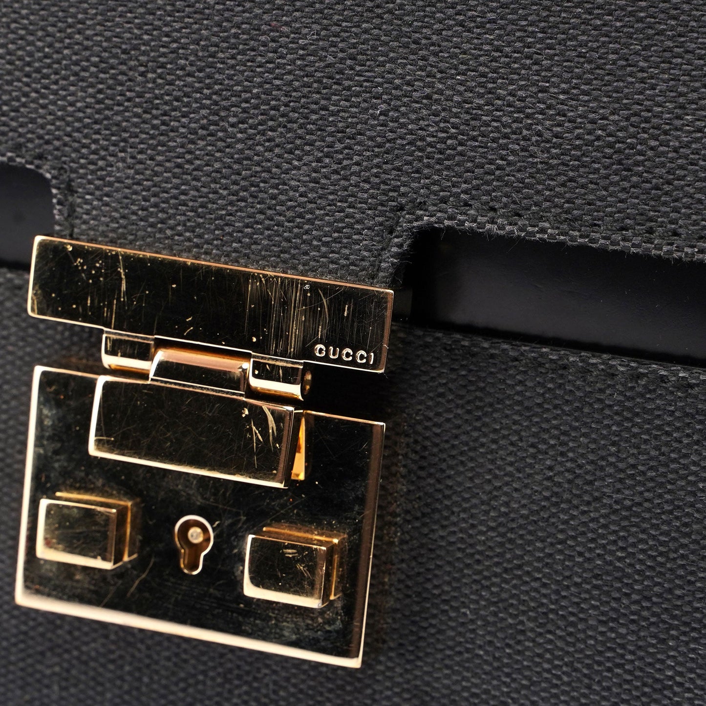 Gucci Black Canvas Keylock Shoulder Bag