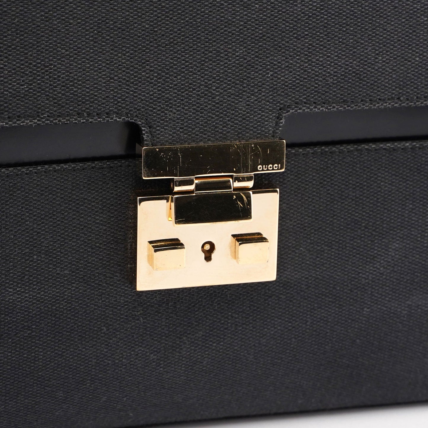 Gucci Black Canvas Keylock Shoulder Bag