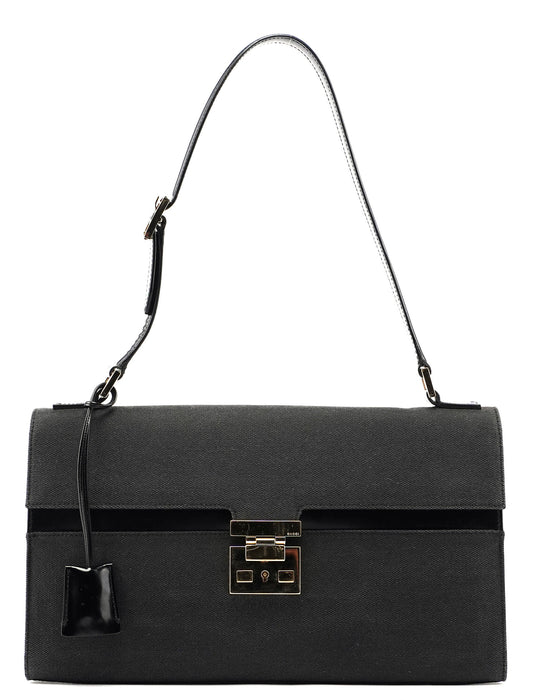 Gucci Black Canvas Keylock Shoulder Bag