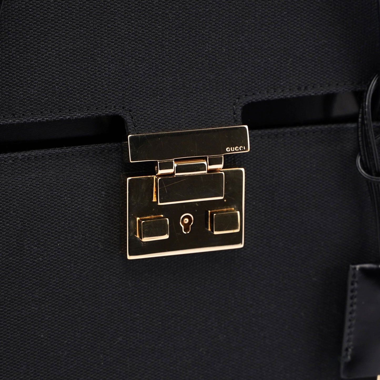 Gucci Black Canvas Keylock Tote