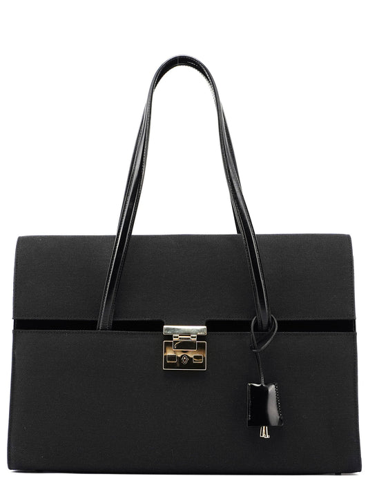 Gucci Black Canvas Keylock Tote