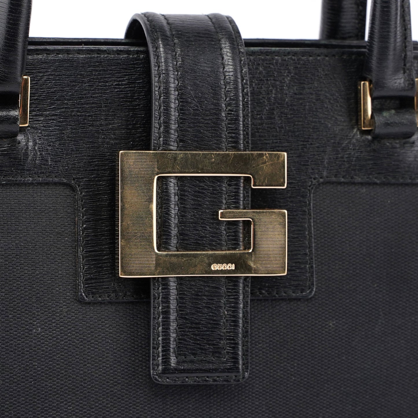 Gucci Black Canvas Square G Tote
