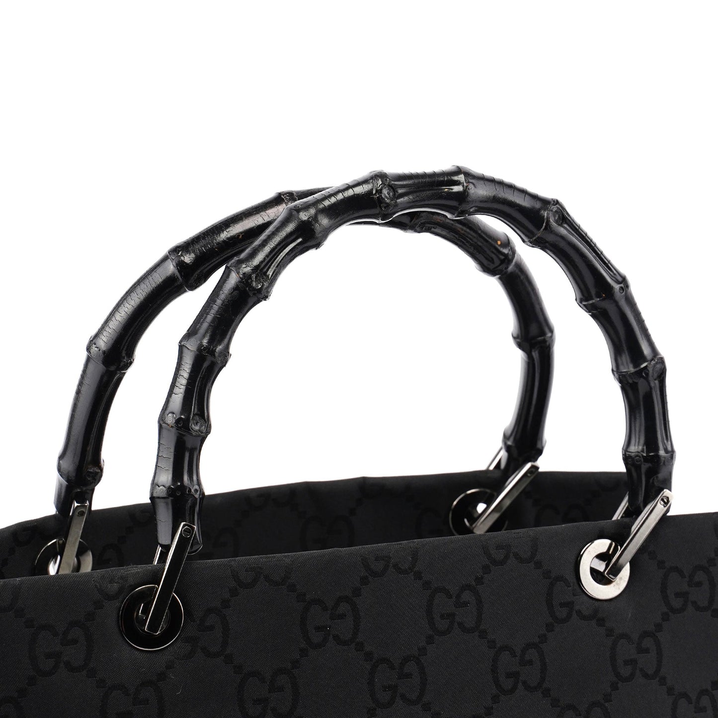 Gucci Black GG Bamboo Tote