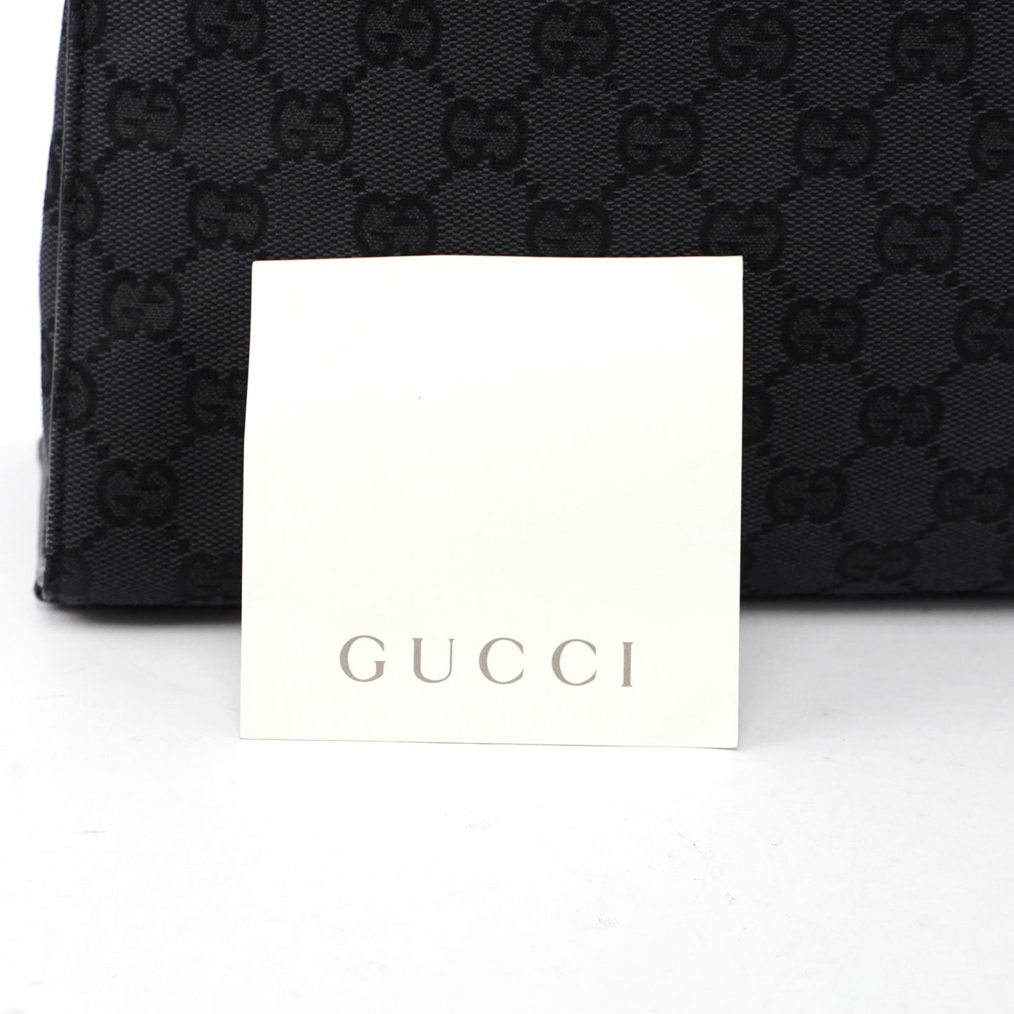 Gucci Black GG Canvas Bamboo Tote