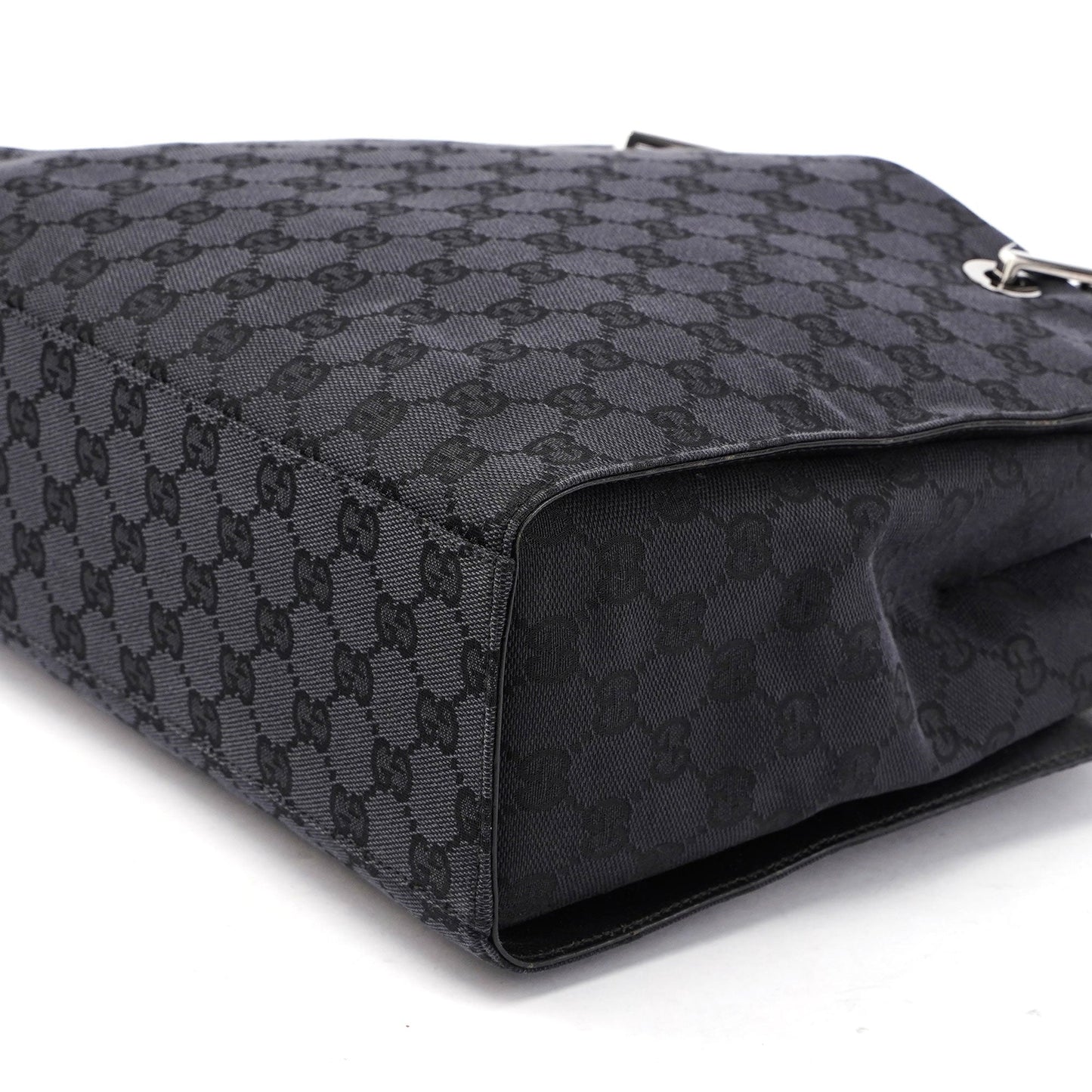 Gucci Black GG Canvas Bamboo Tote