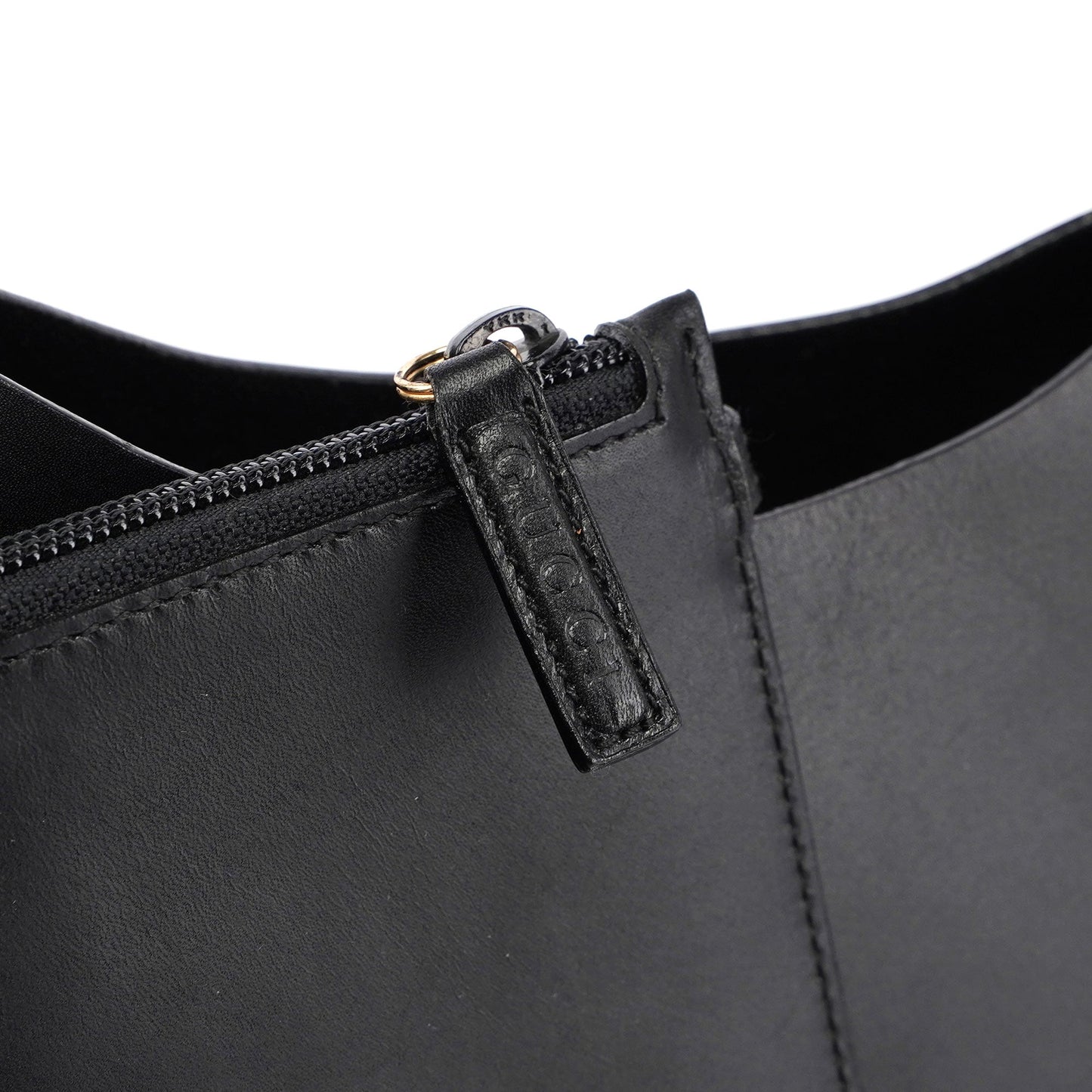 Gucci Black Leather Bamboo Hobo W/ Pouch