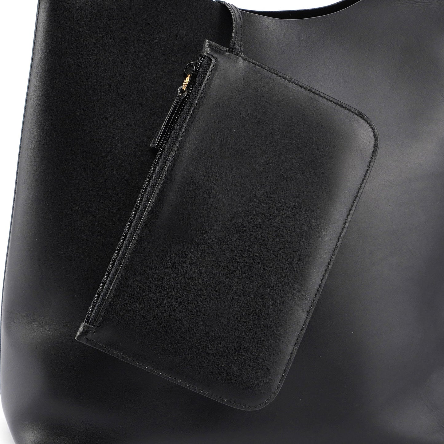 Gucci Black Leather Bamboo Hobo W/ Pouch