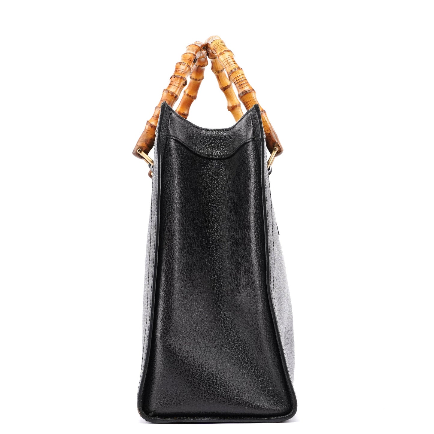 Gucci Black Leather Bamboo Tote