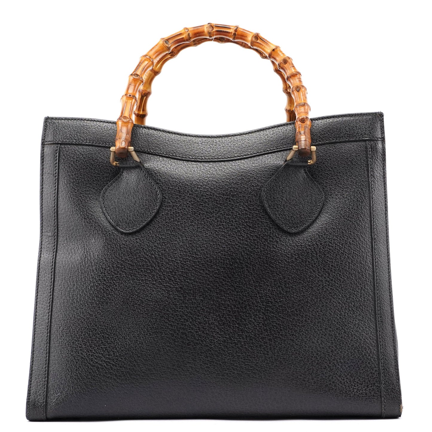 Gucci Black Leather Bamboo Tote