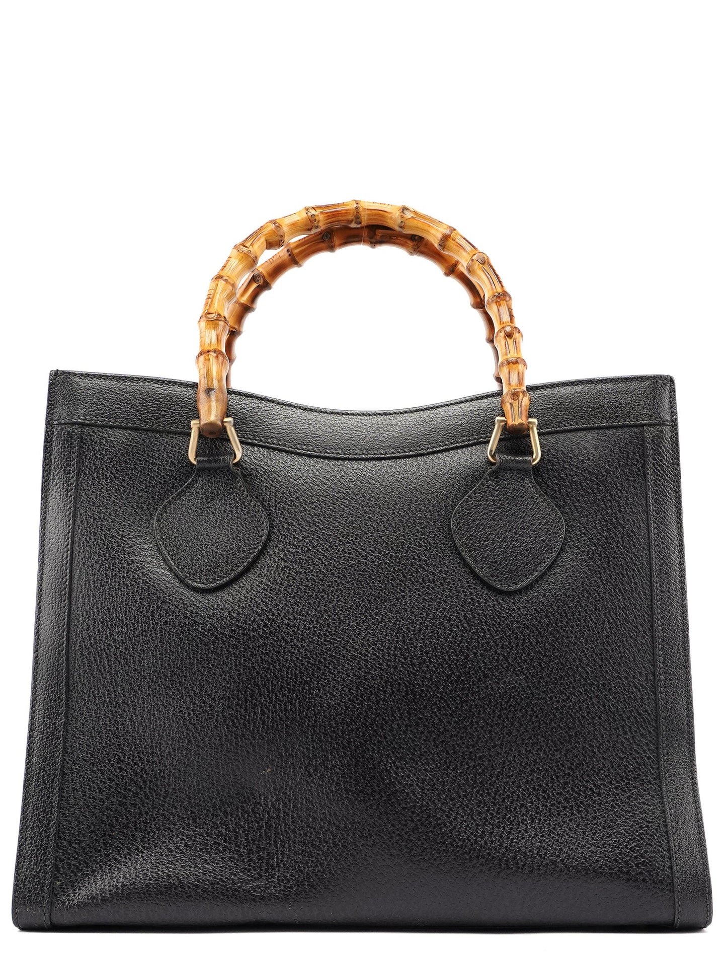 Gucci Black Leather Bamboo Tote