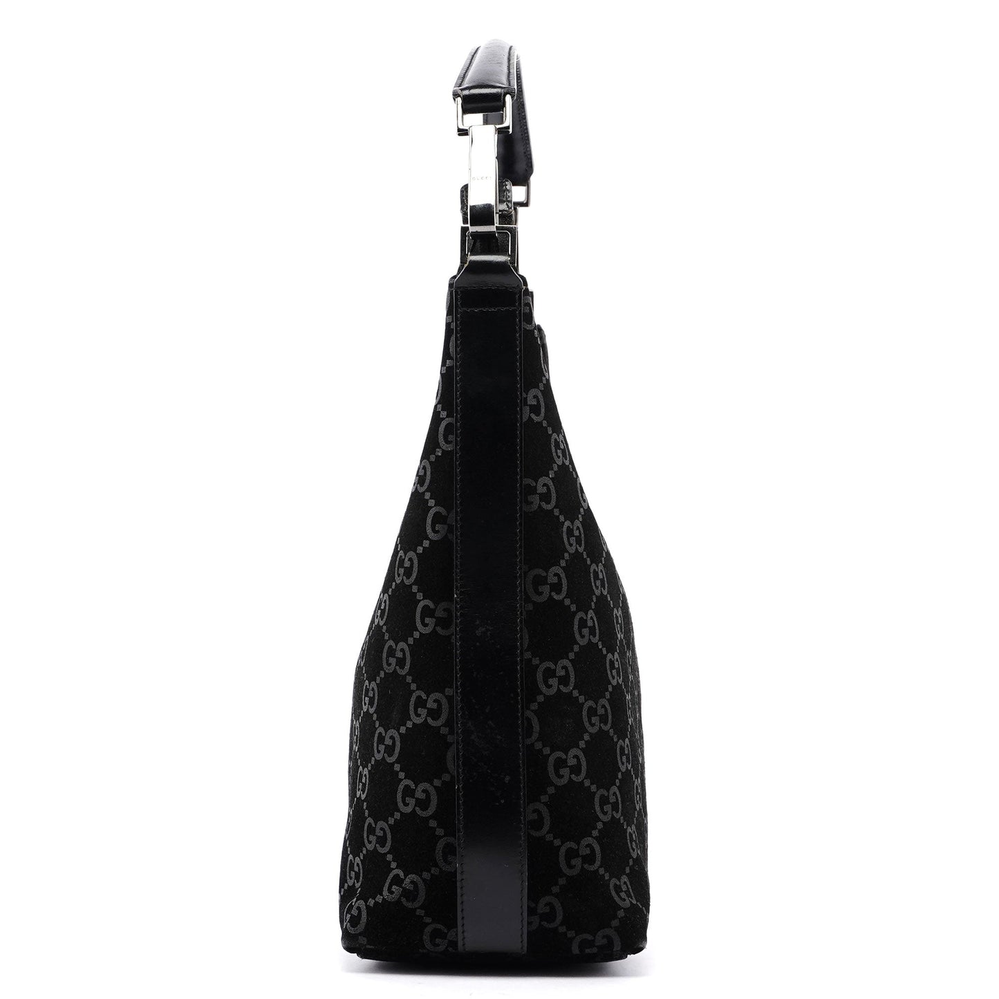 Gucci Black Suede GG Shoulder Bag
