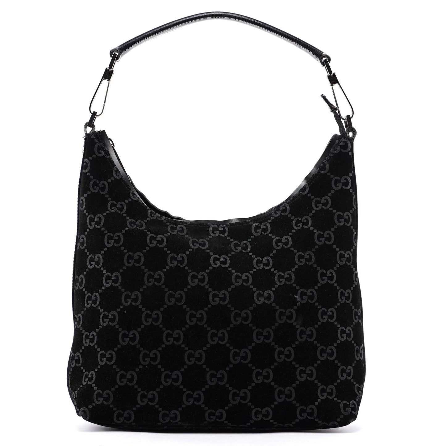 Gucci Black Suede GG Shoulder Bag