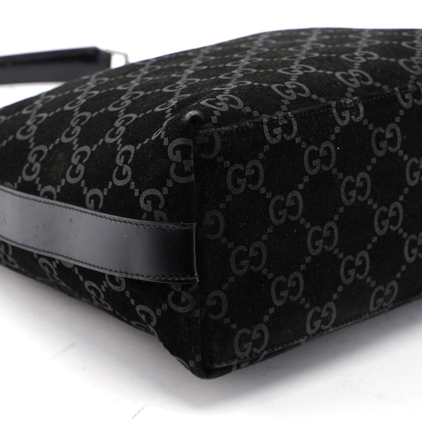 Gucci Black Suede GG Shoulder Bag